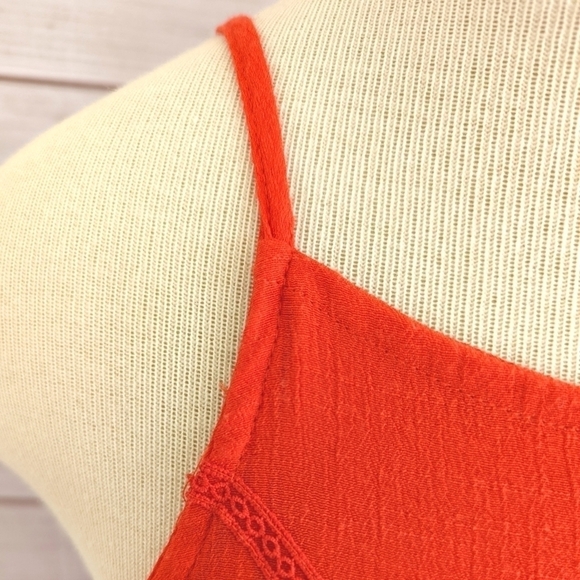 J Gee High Neck Embroidered Lace Cut Out Dress in Orange Size Large - Picture 5 of 11